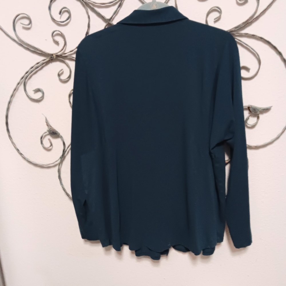 J. JILL cotton Tencel stretch long sleeve pullover shirt, L - Picture 3 of 12